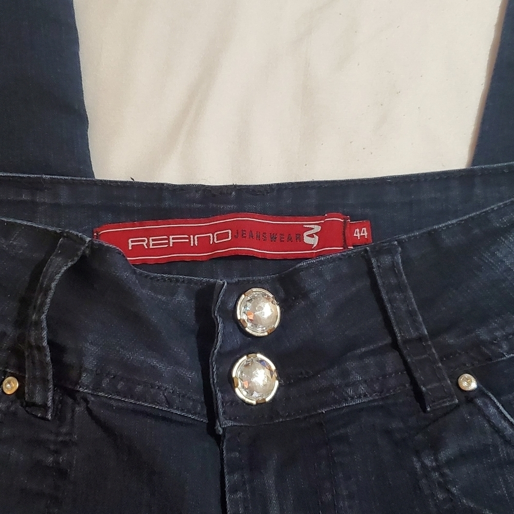 Refino Brazilian Made Jeans With Embelished  Back Pockets. Sz 44 Or 30x30 In US - Picture 2 of 6